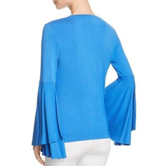 NWT Le Gali Womens Jenny Jersey Bell Sleeves Pullover shirt Top SIZE S $89 blue - Picture 2 of 9